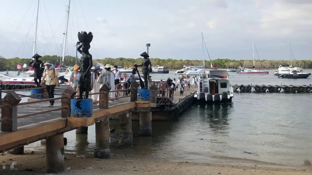 Jetty and boarding pier at Serangan Port Facilities. Harbour Facilities of Serangan Harbour supporting fast boat departures to Gili Island and Lombok.